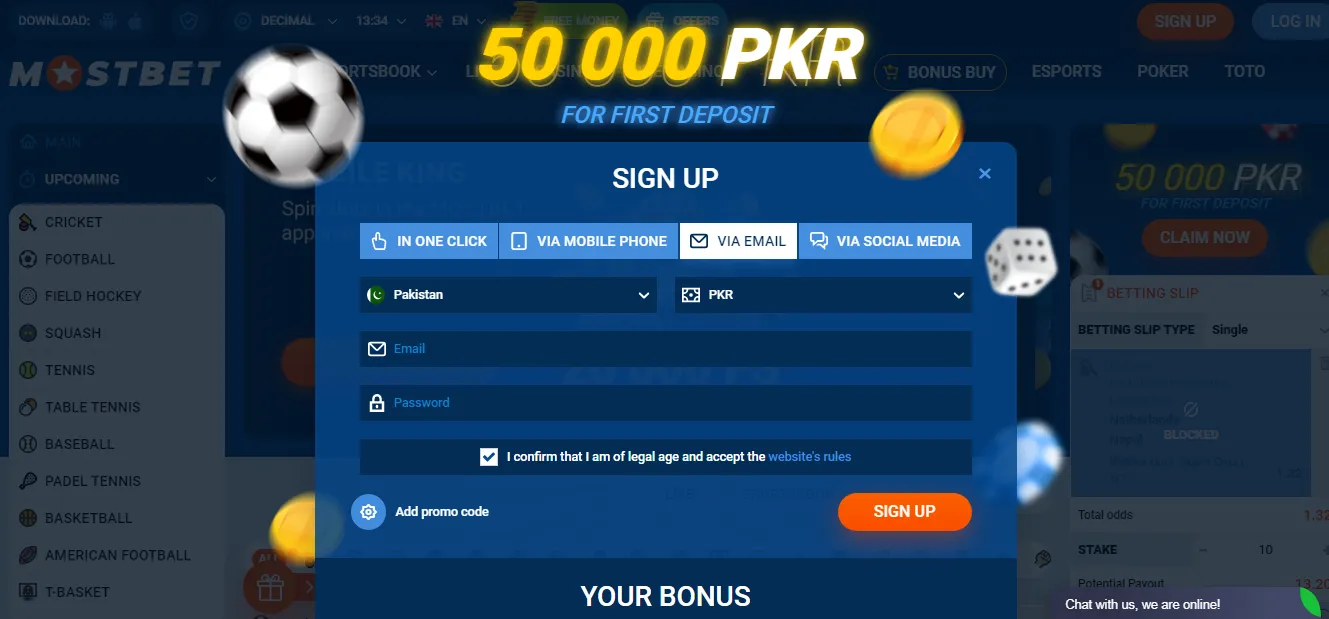 mostbet registration Pakistan